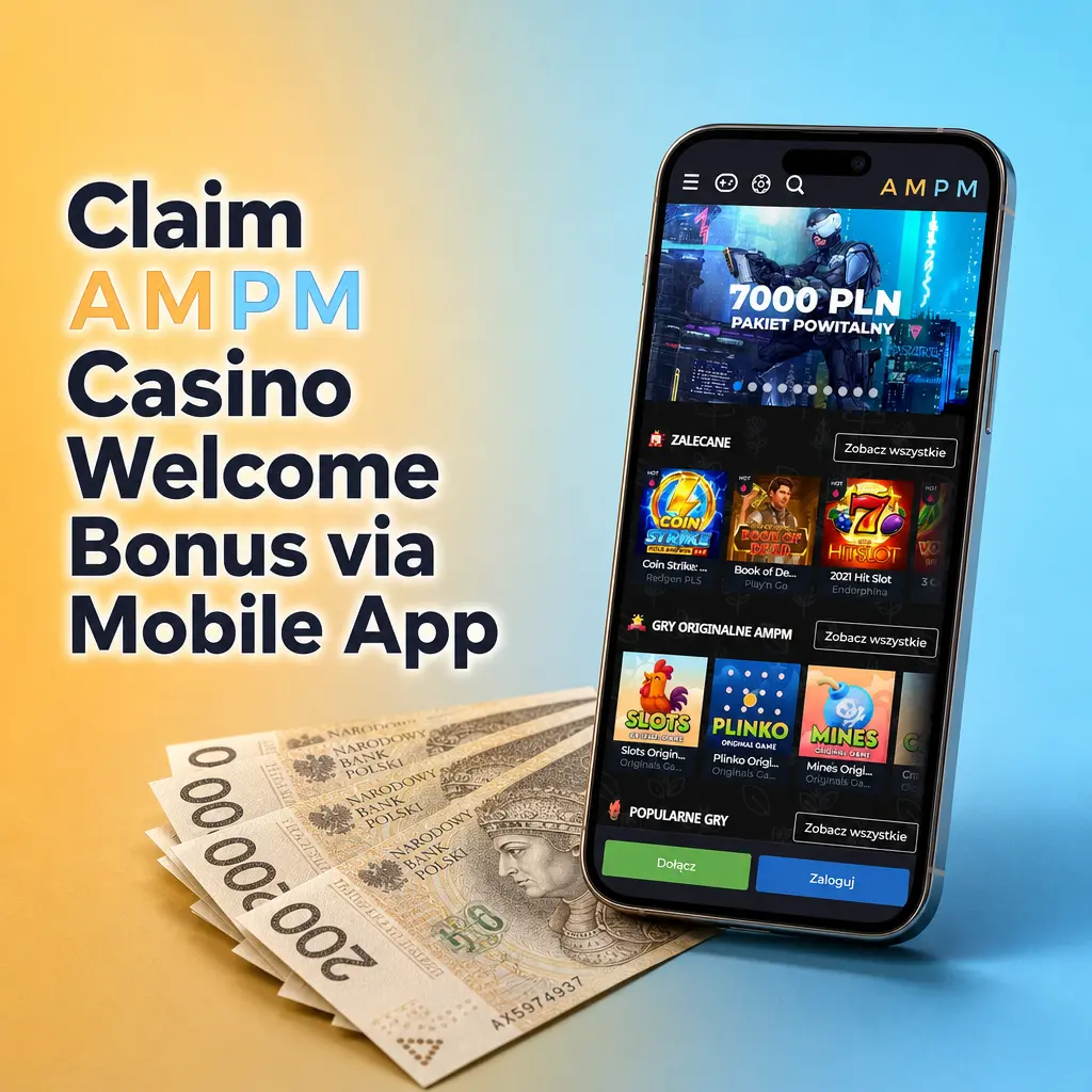 Odbierz bonus powitalny AMPM Casino w aplikacji mobilnej na Android i iOS – wpłać depozyt i zgarnij free spiny.