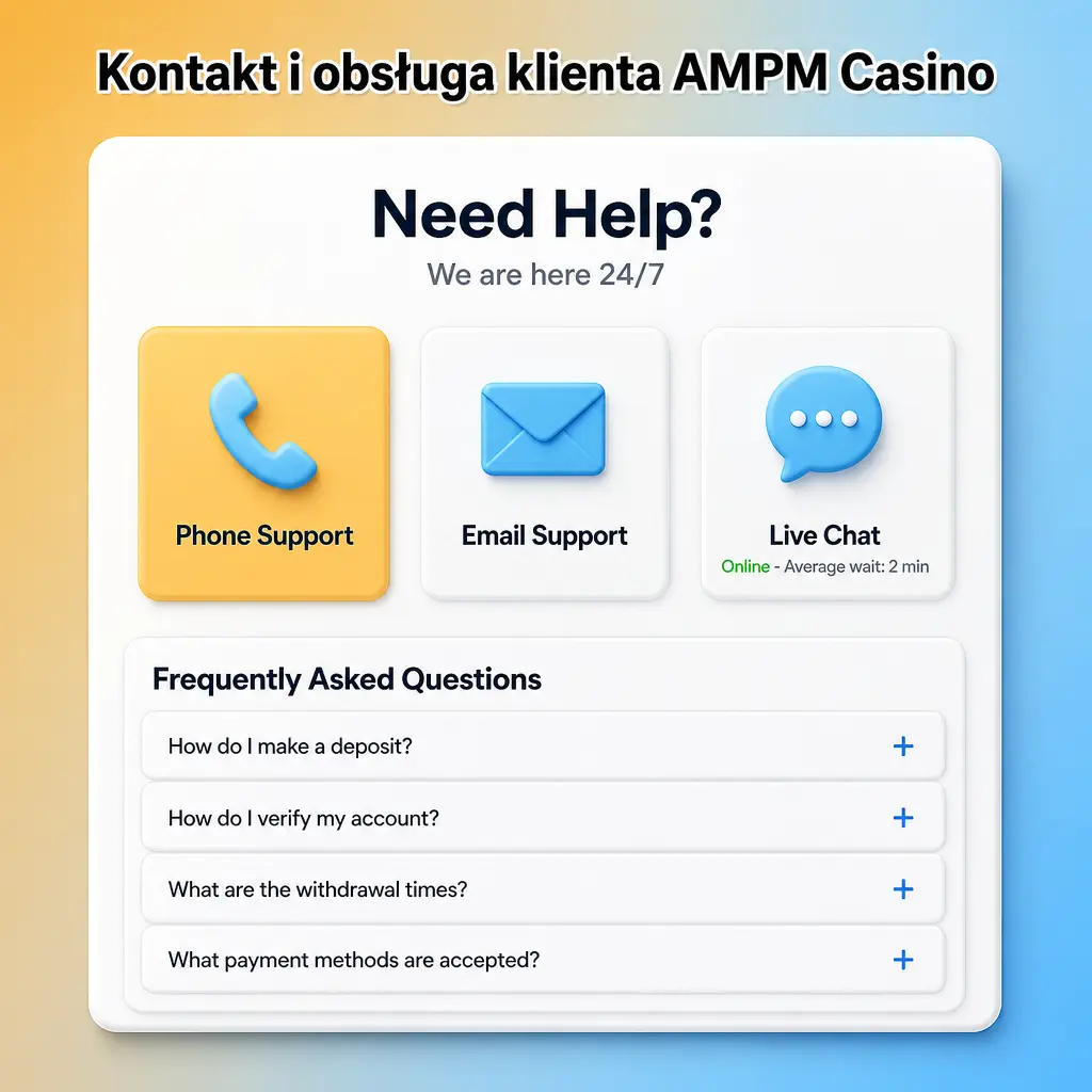 Obsługa klienta AMPM Casino dla graczy z Polski – czat na żywo, e-mail i FAQ dostępne 24/7